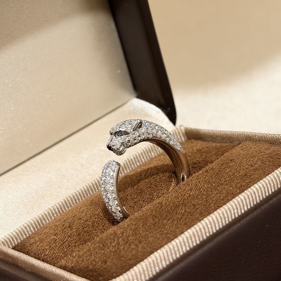 Cartier Full Diamond Leopard Open Ring