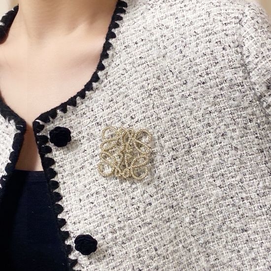 Loewe Full Diamond Brooch Elegant Clothing Accessory