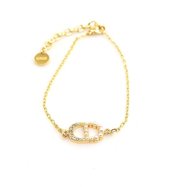 Christian Dior CD Full Rhinestone Pearl Bracelet Premium Quality