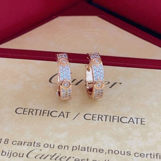 Cartier Rose Gold Diamond Classic Stud Earrings