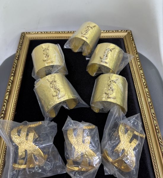 Yves Saint Laurent YSL Retro Gold Textured Open Bangle