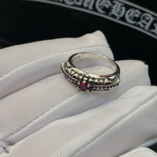 Chrome Hearts Pink Diamond Inlaid Vintage Ring