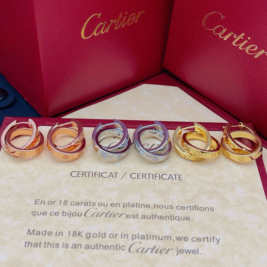 Cartier Three-Color Diamond-Set Round Earrings