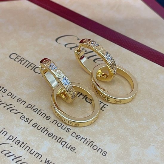 Cartier Diamond Inlaid Round Earrings Elegant Design
