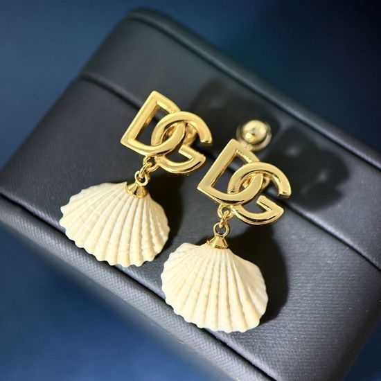 Dolce & Gabbana Natural Shell Letter Pendant Stud Earrings