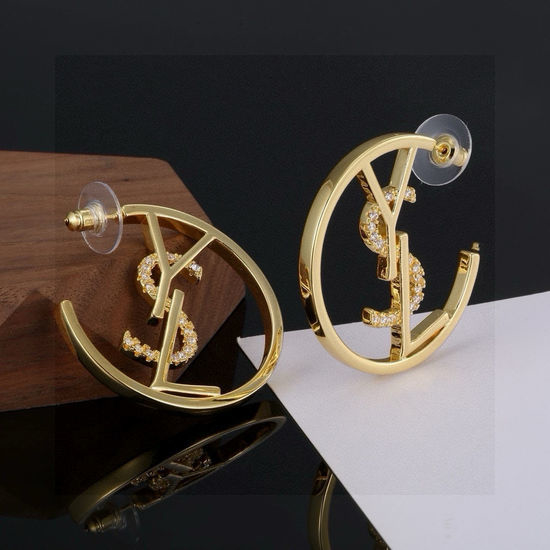 Yves Saint Laurent YSL Classic Circular Shiny Stud Earrings
