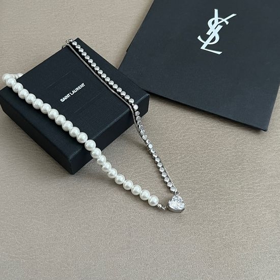 Yves Saint Laurent YSL Stylish Minimalist Brass Necklace