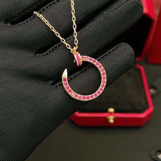 Cartier Rose Gold Ruby Nail Necklace