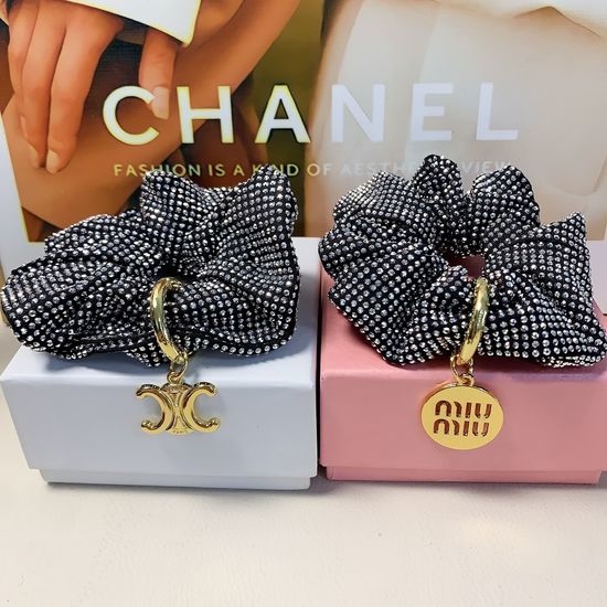 Miu Miu Rhinestone Logo Hair Scrunchie