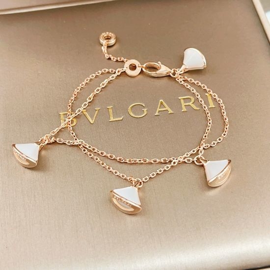 Bvlgari Double Chain Fan Shape Delicate Bracelet