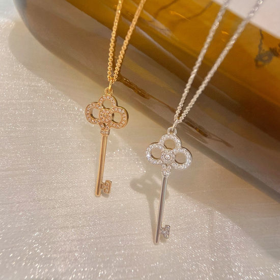 Tiffany & Co. Crystal Inlaid Heart Key Necklace