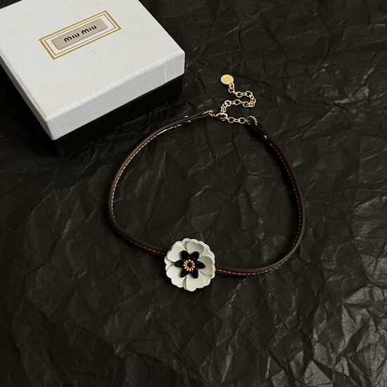 Miu Miu Dainty Leather Pendant Necklace
