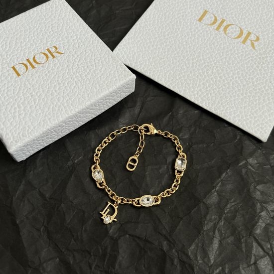 Christian Dior CD Timeless Brass Chain Bracelet