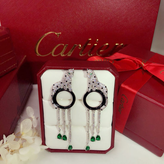 Cartier Tassel Diamond Leopard Earrings