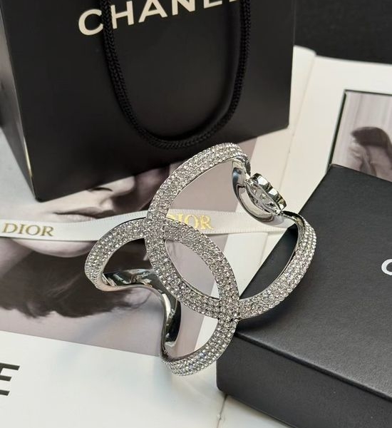 Chanel Diamond Encrusted Double C Bracelet