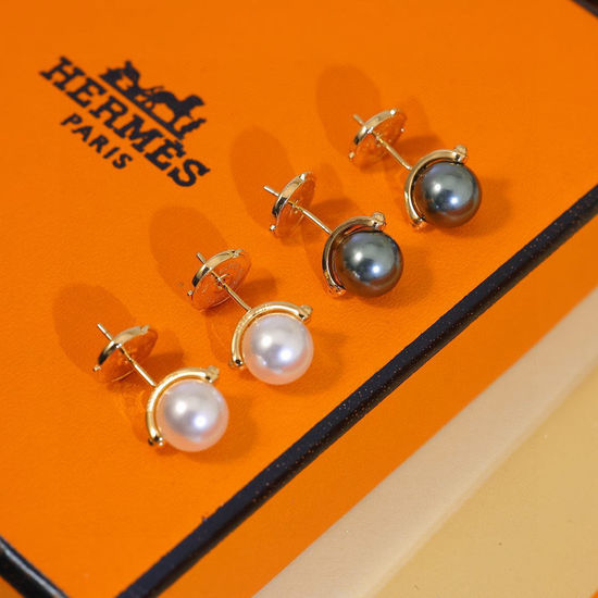 Hermes Pearl Stud Earrings Hypoallergenic Sterling Silver