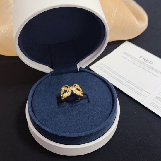 Fred Full Diamond Open Ring 18K Gold Plated