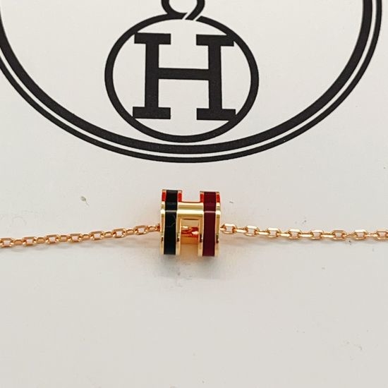 Hermes Rose Gold Red Black Mini Necklace