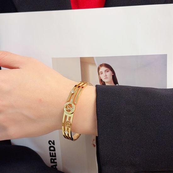 Louis Vuitton LV Embellished Hollow Bangle Retro Classic