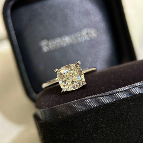 Tiffany & Co. Square Cut Diamond Four Claw Gold Plated Ring