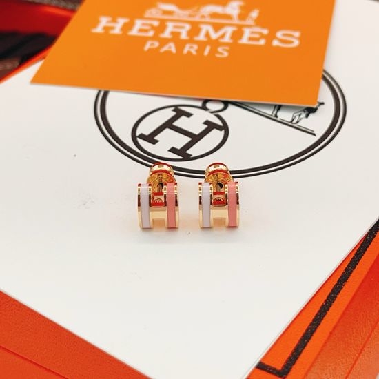 Hermes Rose Gold Mini Stud Earrings