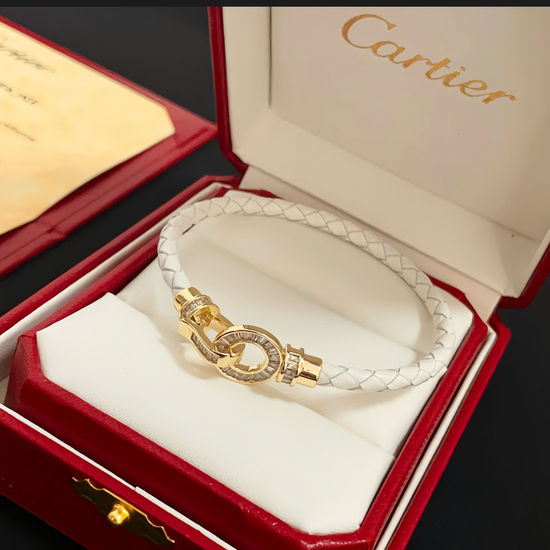 Cartier Leopard Diamond Leather Rope Bangle
