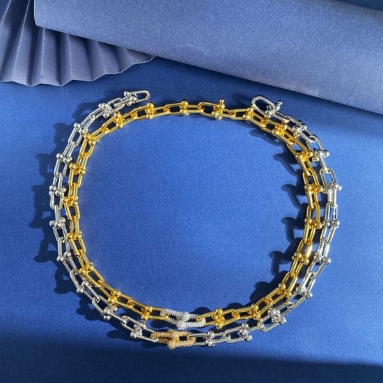 Tiffany & Co. Two Tone Diamond Accent Chain Necklace