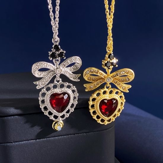 Dolce & Gabbana Bow Ruby Pendant Necklace