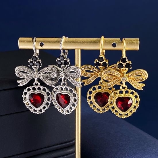 Dolce & Gabbana Bow Ruby Drop Earrings