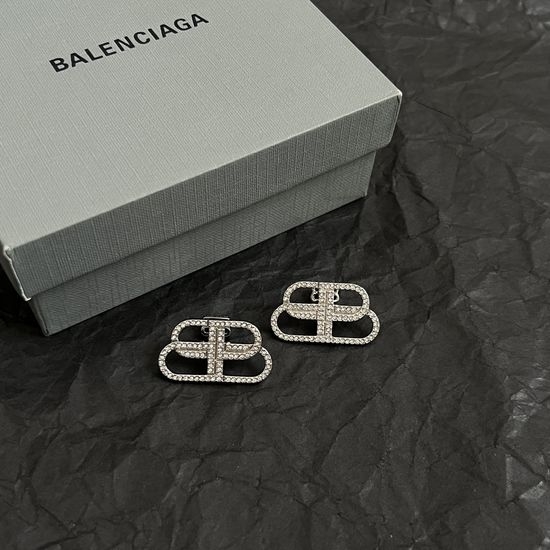 Balenciaga Classic Brass Stud Earrings Fashion Accessory