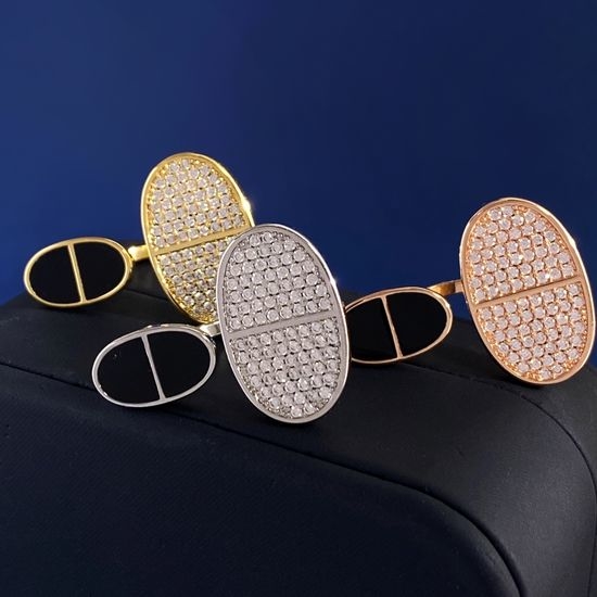 Hermes Diamond Enamel Open Ring