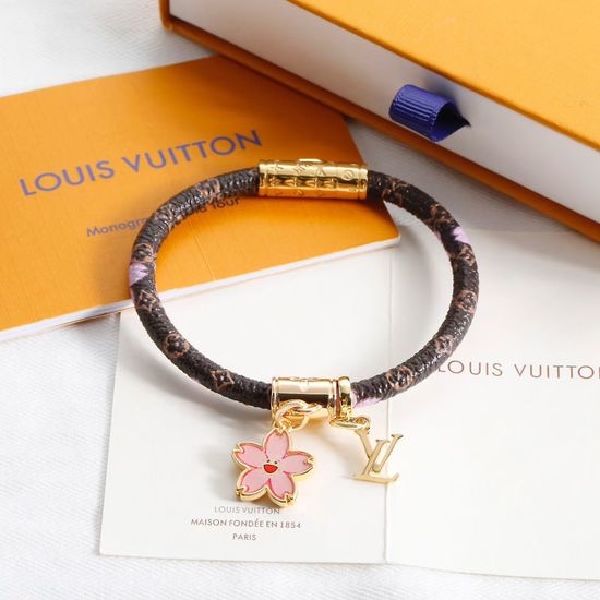 Louis Vuitton LV Floral Pendant Canvas Bangle with Metal Clasp