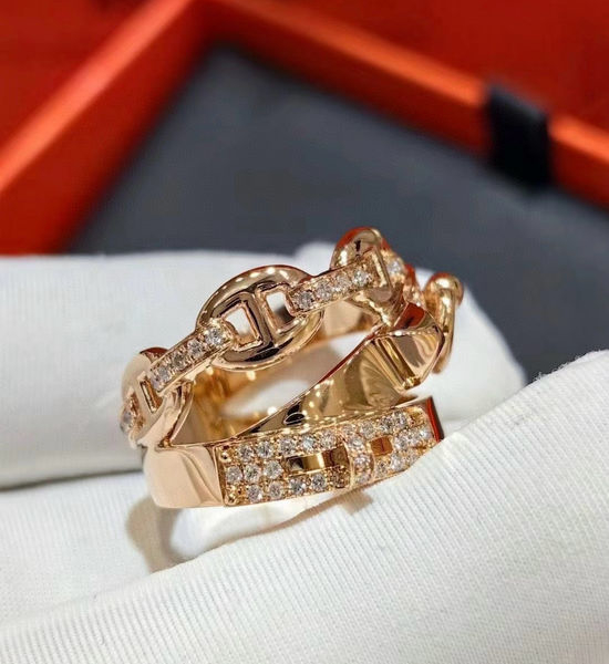 Hermes Stackable Micro Pave Buckle Ring