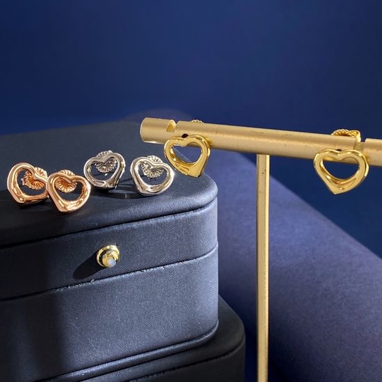 Tiffany & Co. Hollow Heart Shape Brass Stud Earrings