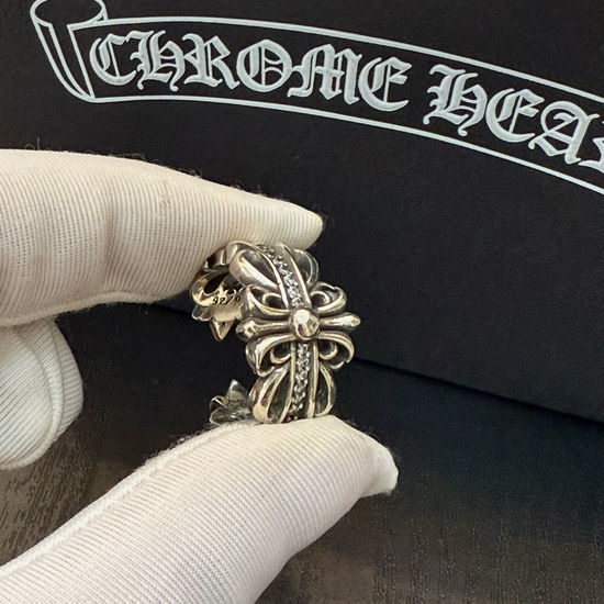 Chrome Hearts Diamond Cross Ring Retro Design Jewelry