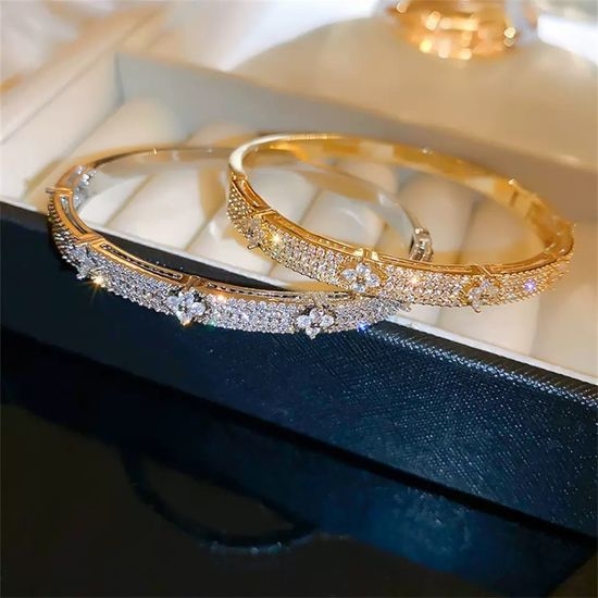 Van Cleef & Arpels VCA Dainty Zircon Cuff Bangle Bracelet