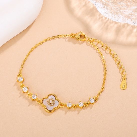 Van Cleef & Arpels VCA Zircon Embellished Gold Tone Bracelet