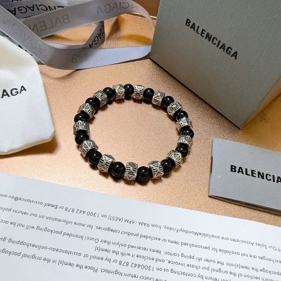Balenciaga Natural Black Agate Retro Bracelet