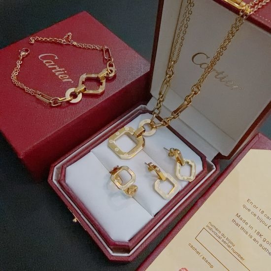 Cartier Classic Ring Design Jewelry Set Necklace