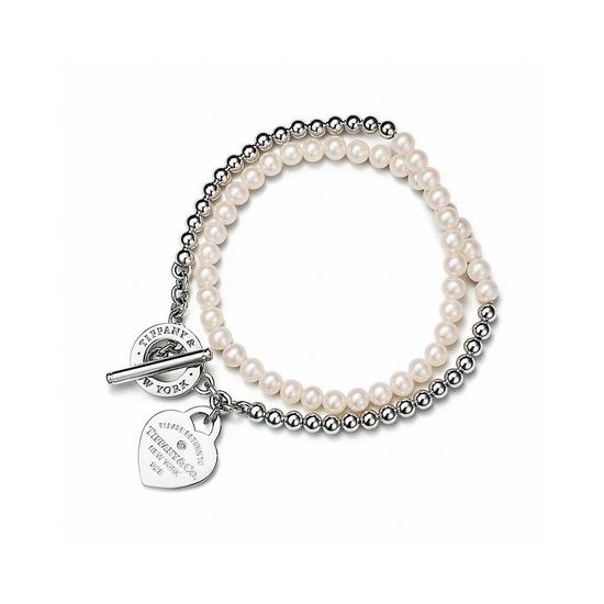 Tiffany & Co. Pearl Bracelet with Heart Charm