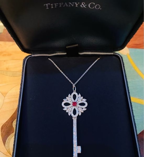 Tiffany & Co. Tiffany Ruby Key Pendant Necklace