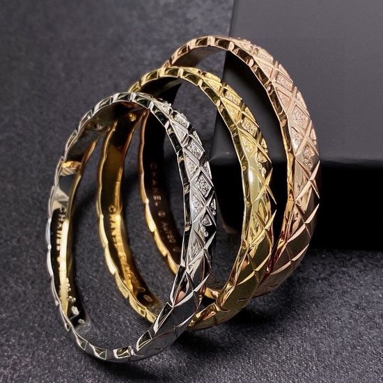 Chanel Quilted Rhinestone Elegant Daily Bangle