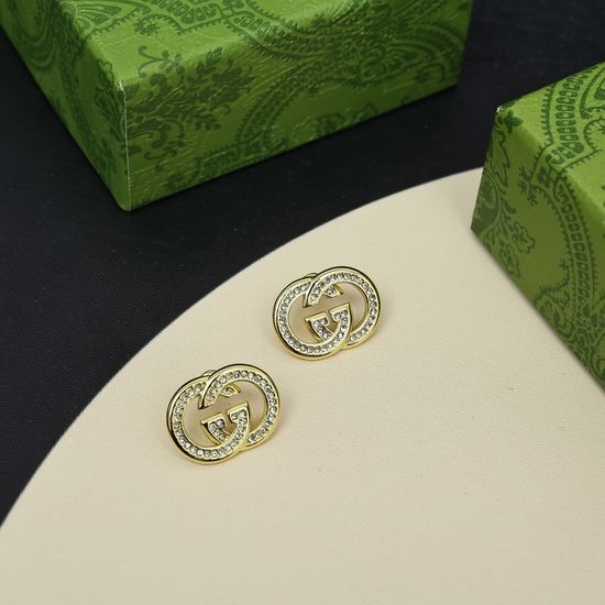 Gucci Interlocking Rhinestone Stud Earrings