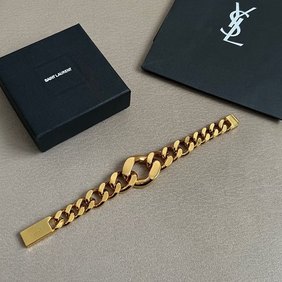 Yves Saint Laurent YSL Bronze Textured Classic Chain Bracelet