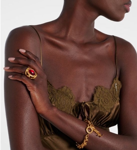 Yves Saint Laurent YSL Polished Metallic Statement Ring