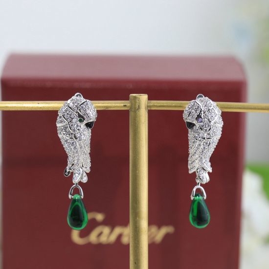 Cartier Parrot Stud Earrings Hypoallergenic Silver Post