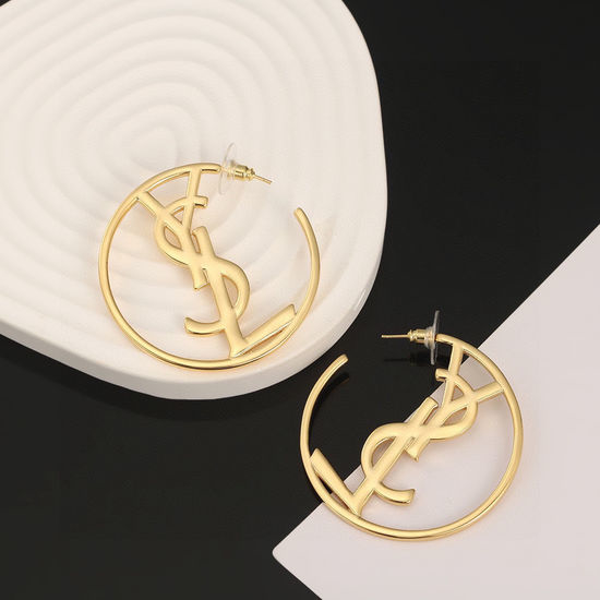 Yves Saint Laurent YSL Large Hoop Letter Earrings