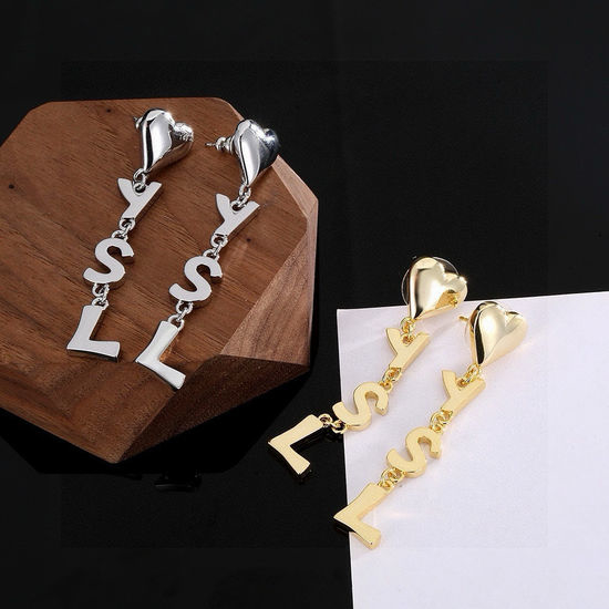 Yves Saint Laurent YSL Classic Abstract Brass Earrings