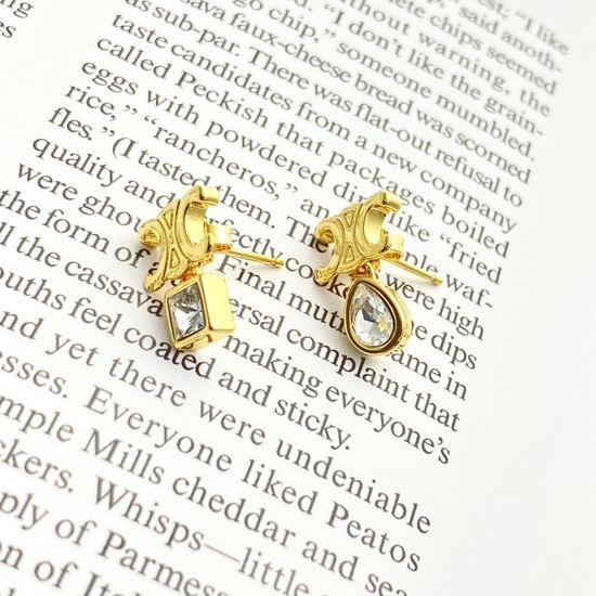 Celine Asymmetric Rhinestone Stud Earrings