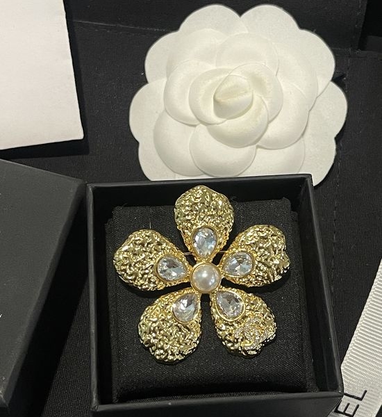 Chanel Flower Shaped Water Drop Brooch